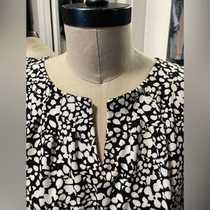 Talbots Black and White Patterned 3/4 Sleeve Women's Top, Size Large